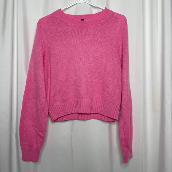 H&M Divided sweater cropped knit top pink bubble gum women's large classic layer - Picture 8 of 16